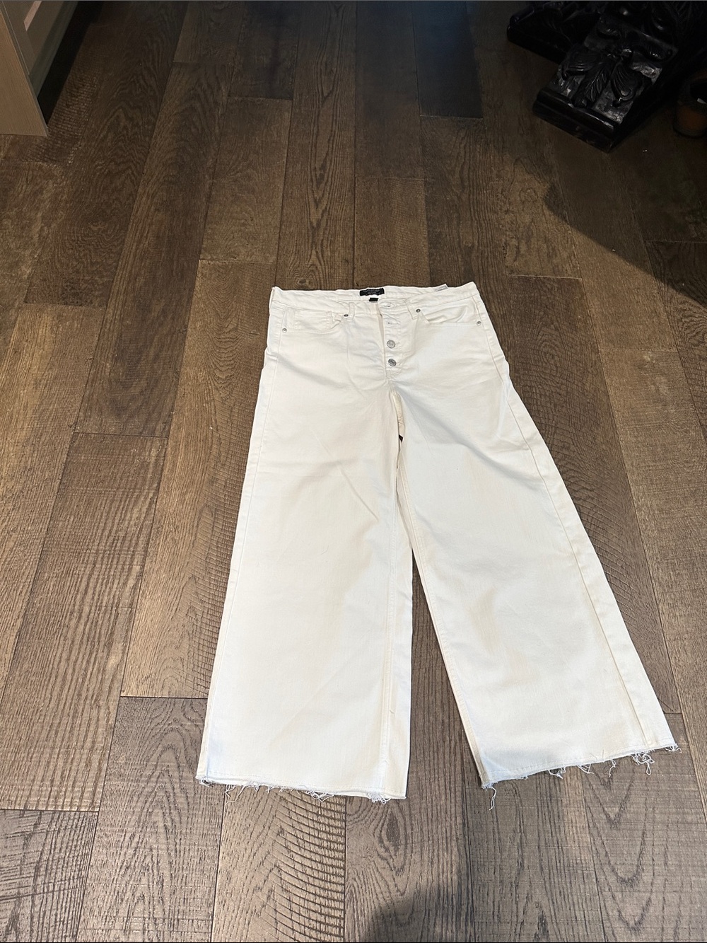 Banana Republic Off-White Wide-Leg Button-Fly Jeans